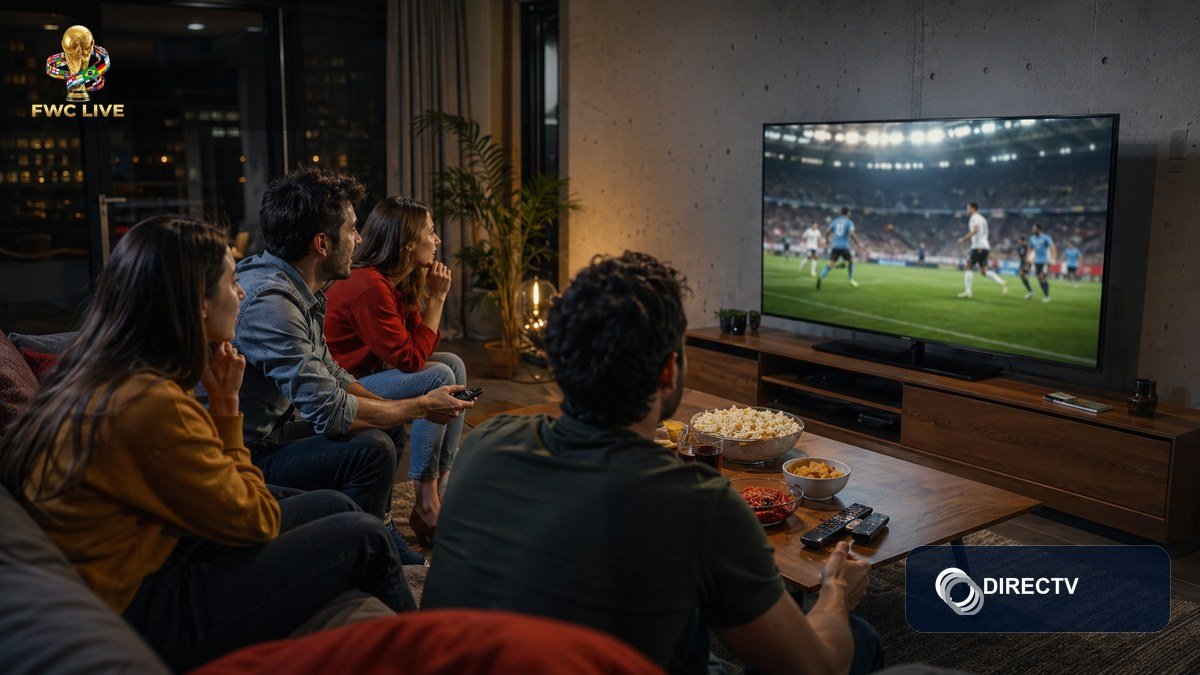 South American football fans watching FIFA World Cup 2026 coverage on DirecTV