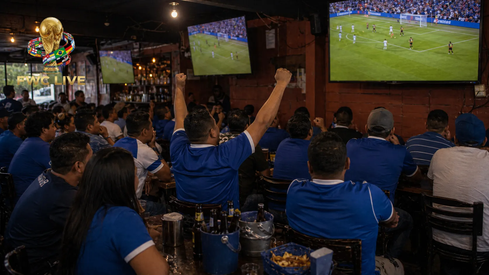 El Salvador football fans watching FIFA World Cup 2026 coverage in a San Salvador sports bar