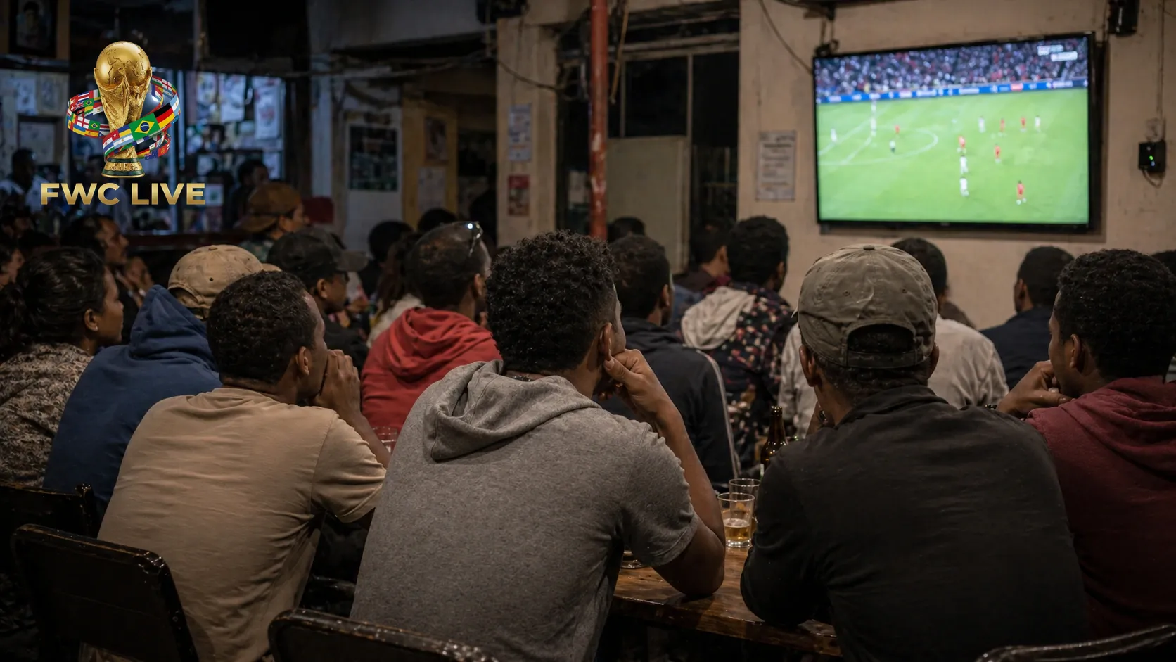Madagascar football fans watching FIFA World Cup 2026 coverage in an Antananarivo cafe