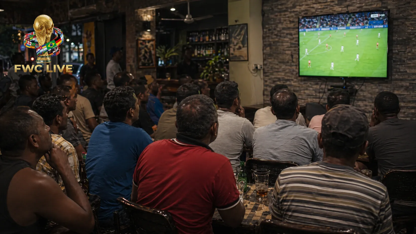 Mauritius football fans watching FIFA World Cup 2026 coverage in a Port Louis cafe