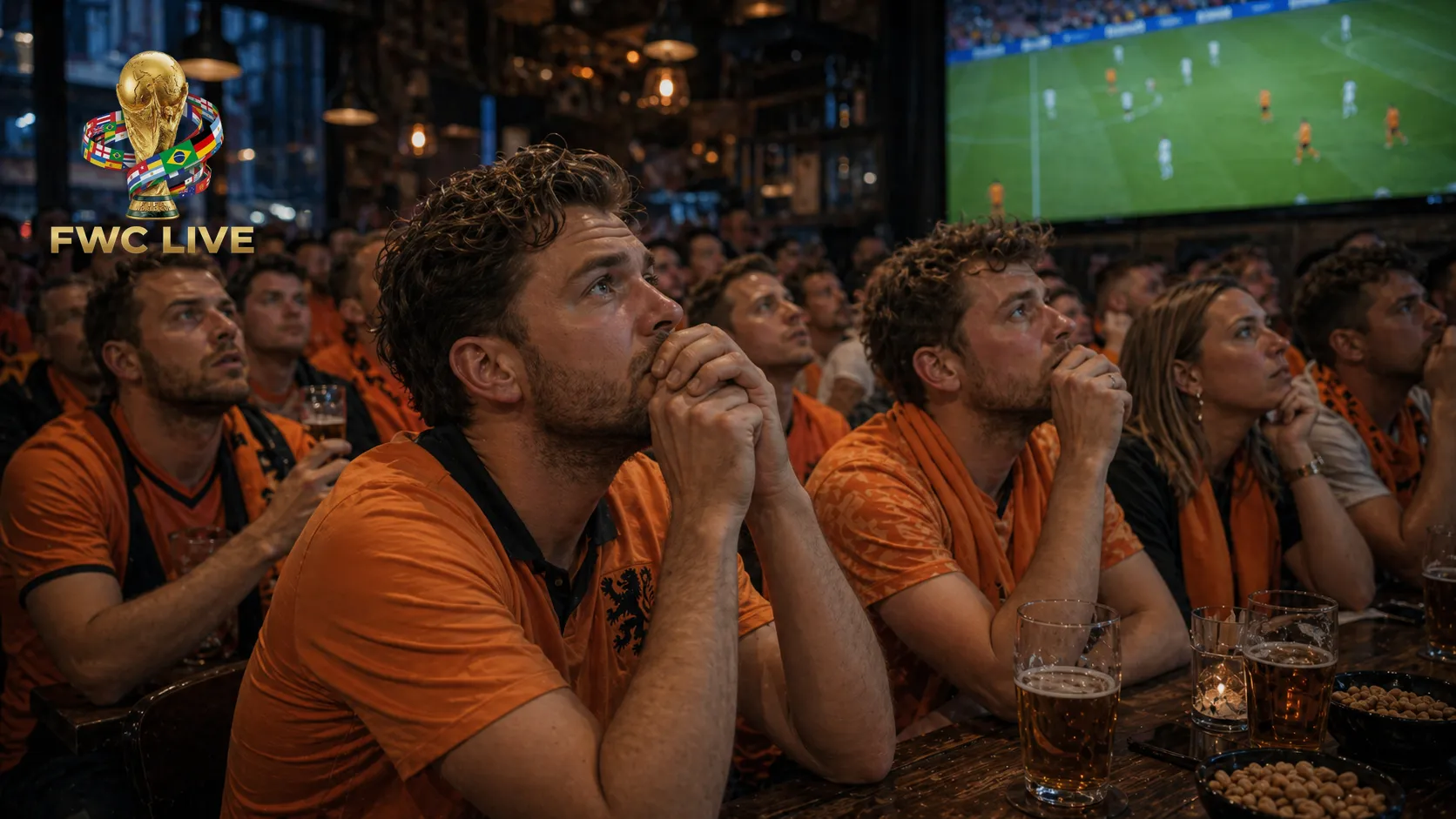 Netherlands football fans watching FIFA World Cup 2026 coverage in Amsterdam