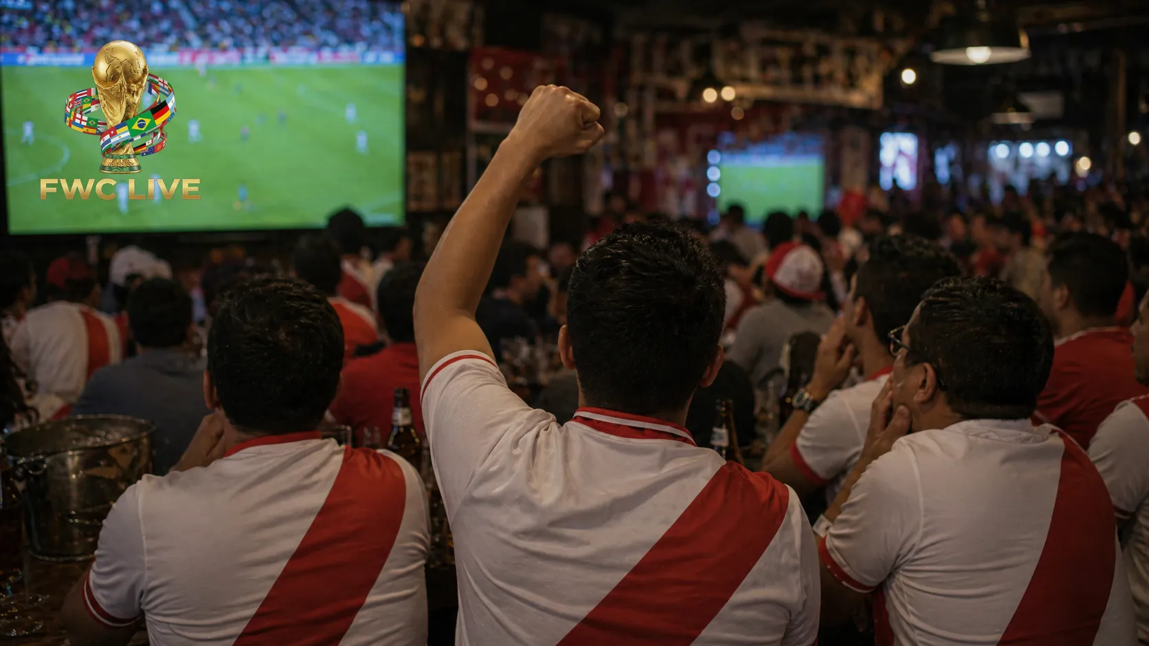 Peru football fans watching FIFA World Cup 2026 coverage in a Lima sports bar