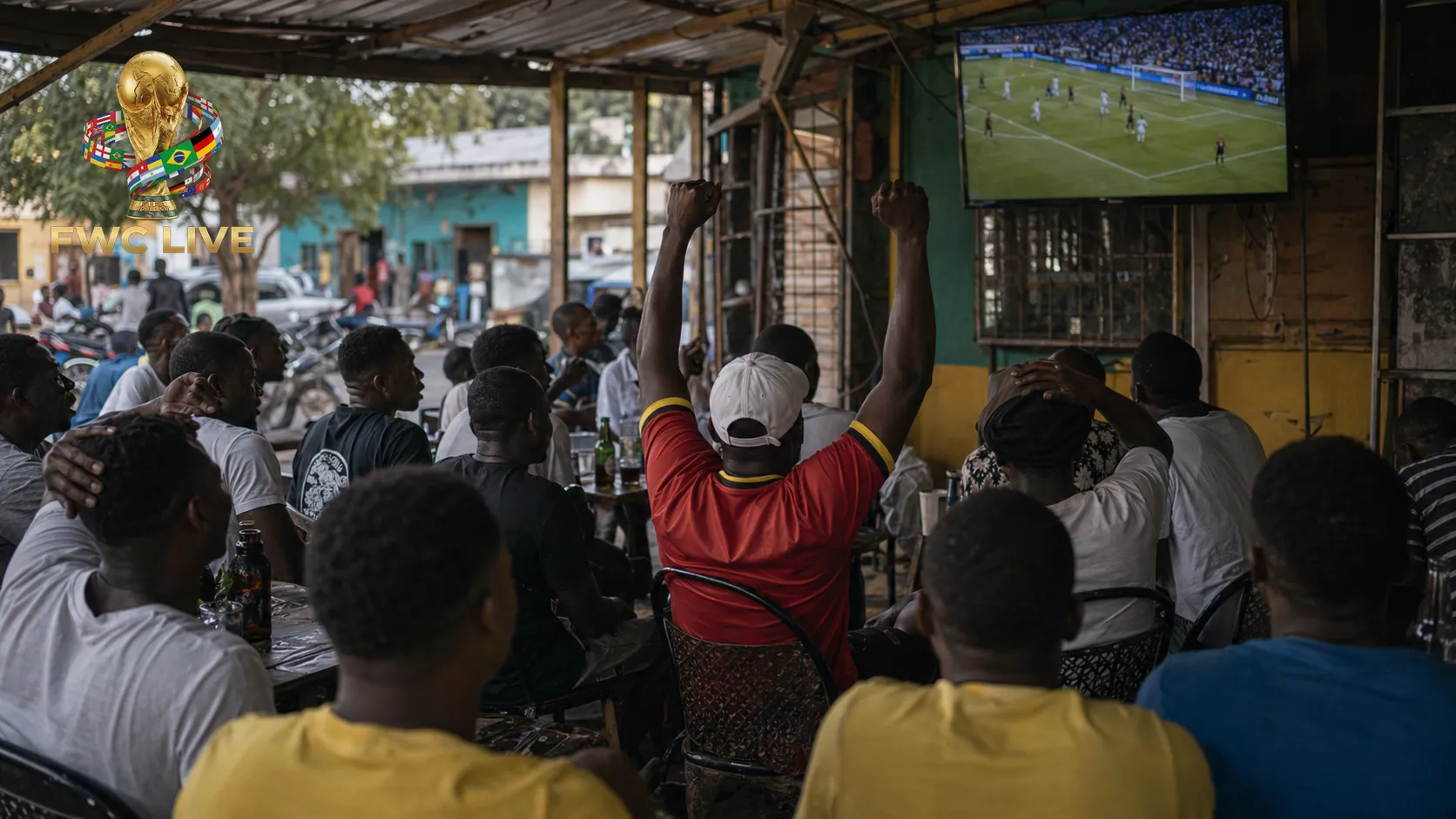 Togo football fans watching FIFA World Cup 2026 coverage in a Lome sports cafe
