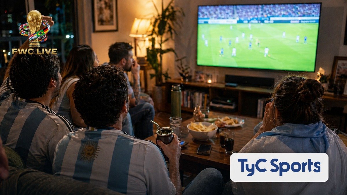 Argentine football fans watching FIFA World Cup 2026 coverage on TyC Sports