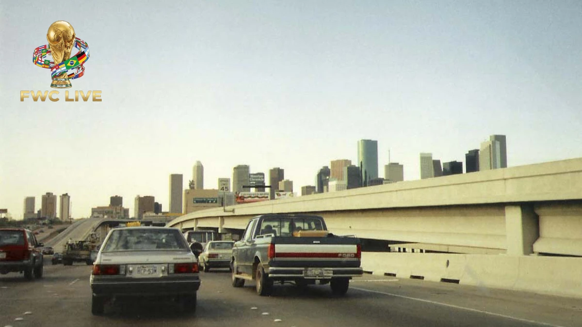 Houston freeway traffic and skyline before World Cup 2026 roadwork changes