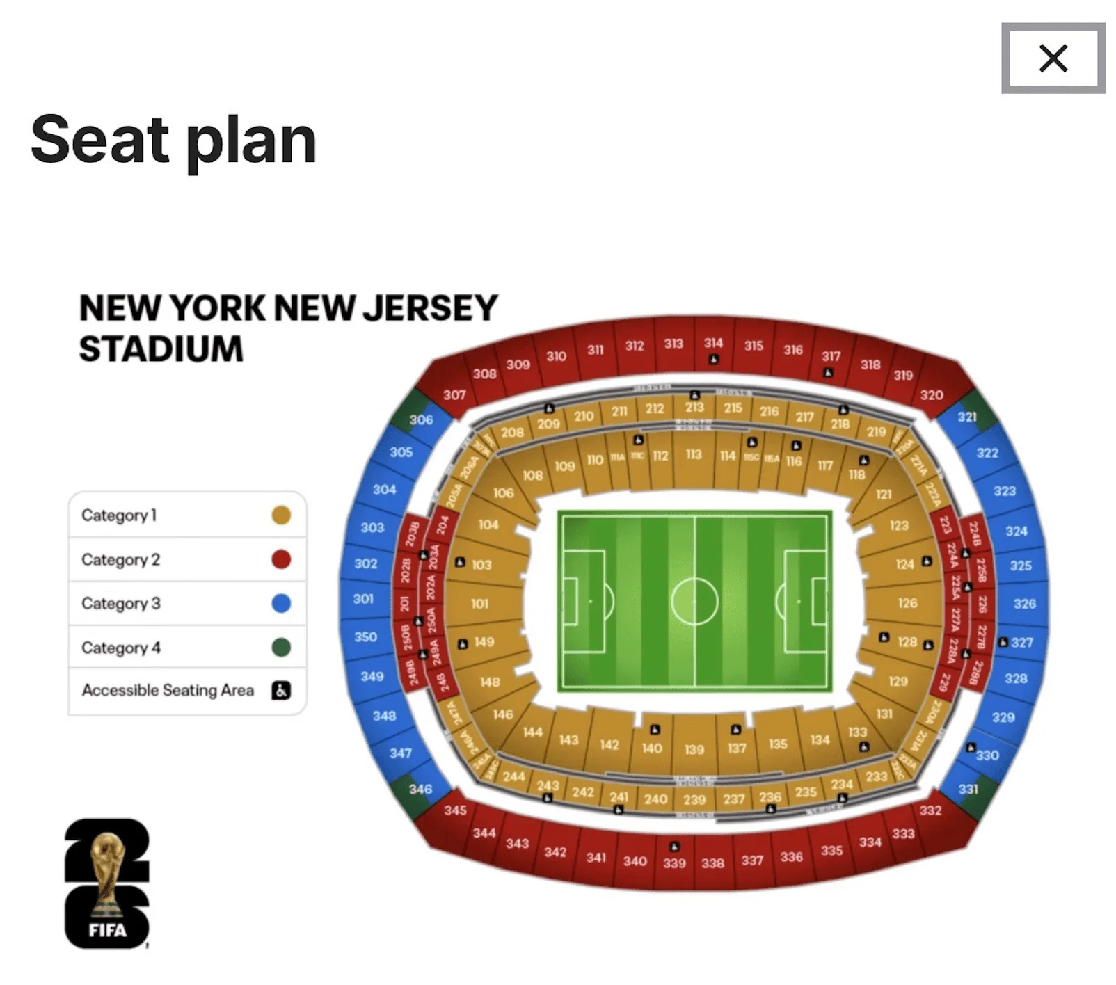 New York New Jersey Stadium seat plan for FIFA World Cup 2026